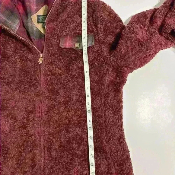 Pendleton Women's Sherpa Fleece, Lined Wool Jacket Full Zip Cabernet Red - Picture 5 of 8